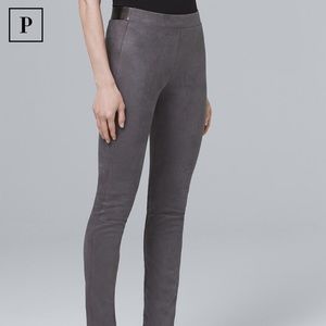 WHBM Suede gray pants leggings with leather accent